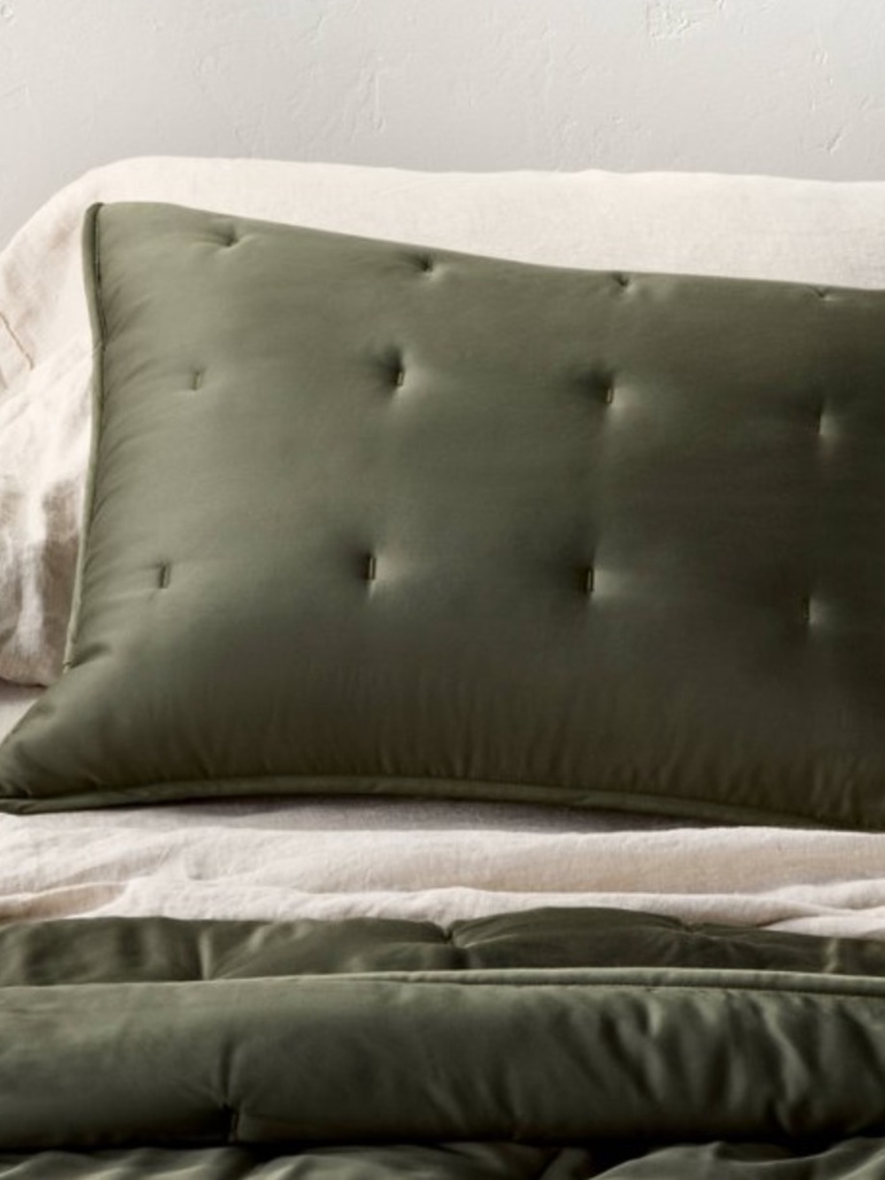 NEW Casaluna Dark Olive Green Rayon from Bamboo Quilt Pillow Sham, King